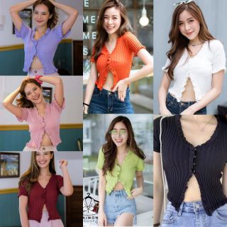 เสื้อไหมพรมสีสดใส ทรงคอระบาย แบบสาวเจนนี่ใส่นะ