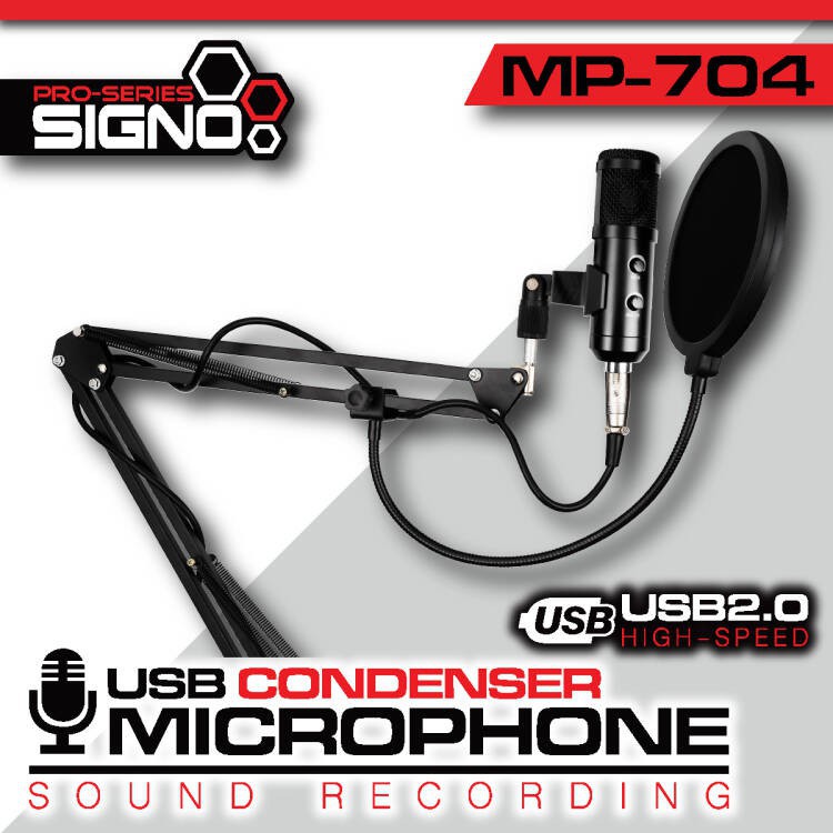 MICROPHONE (ไมโครโฟน) SIGNO MP704 CONDENSER BLACK (USB) Shopee Thailand