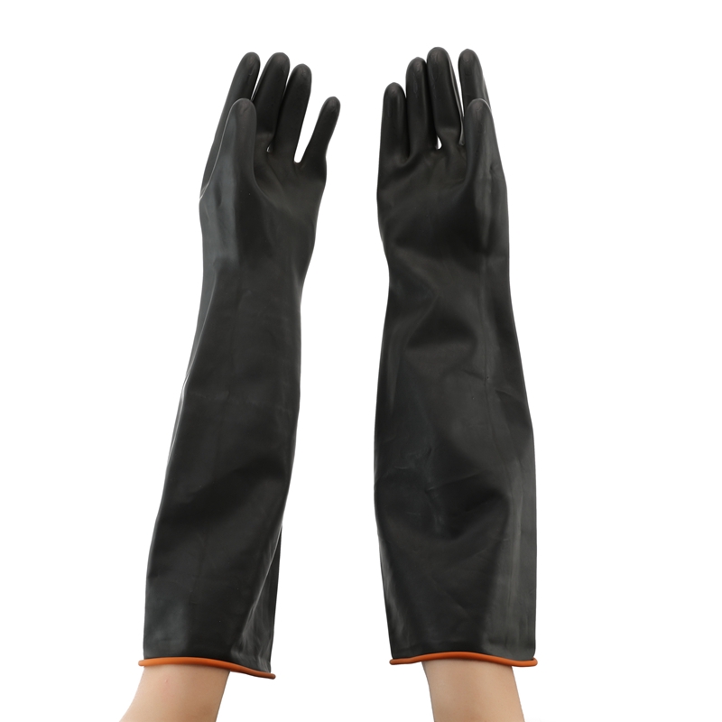 ถุงมือยางยาวพิเศษ-ถุงมือยางยาว-55-ซม-หนาหนาของกรดและด่างสีดำป้องกันการสึกหรอป้องกันสารเคมีอุตสาหกรรมแรงงานกันน้ำ