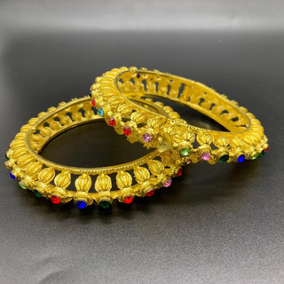 Vintage Jewelry ชุดไทยเครื่องประดับเพชรทองกำไลข้อมือคู่Gold Bracelet 2pcs
