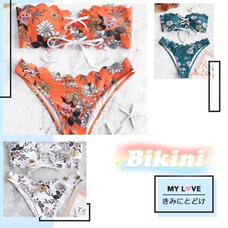 Bikini 👙🔥 ชุดว่ายน้ำ เนื้อผ้าคุณภาพดี เซ็กซี่ ลายดอกไม้ พร้อมส่ง