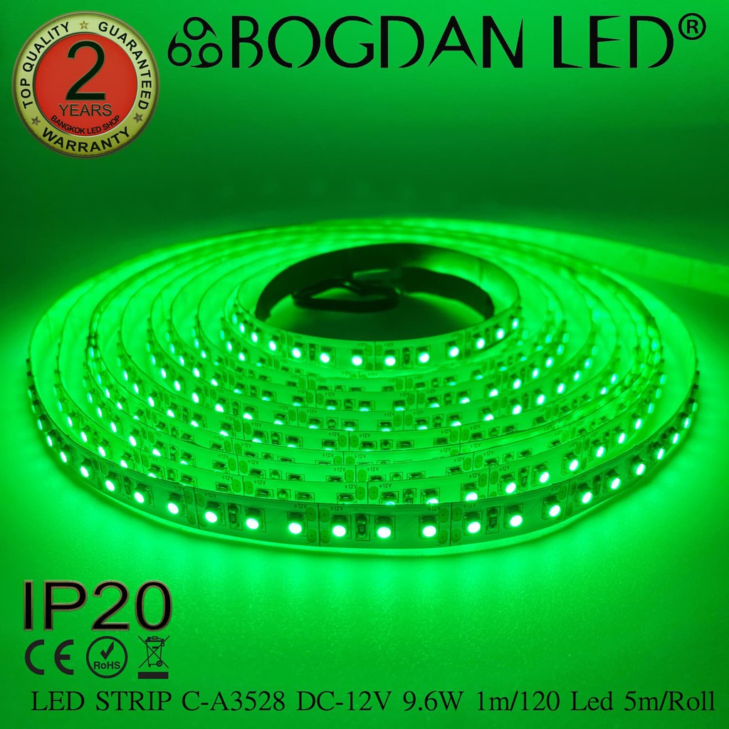 led-strip-c-a3528-120-green-dc-12v-9-6w-1m-ip20-ยี่ห้อbogdan-led-แอลอีดีไฟเส้นสำหรับตกแต่ง-600led-5m-48w-5m-grade-a