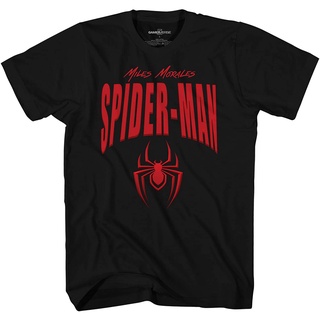 เสื้อยืดผ้าฝ้ายพรีเมี่ยม เสื้อยืดแขนสั้น พิมพ์ลาย Marvel Spider-Man Miles Morales สําหรับผู้ชาย