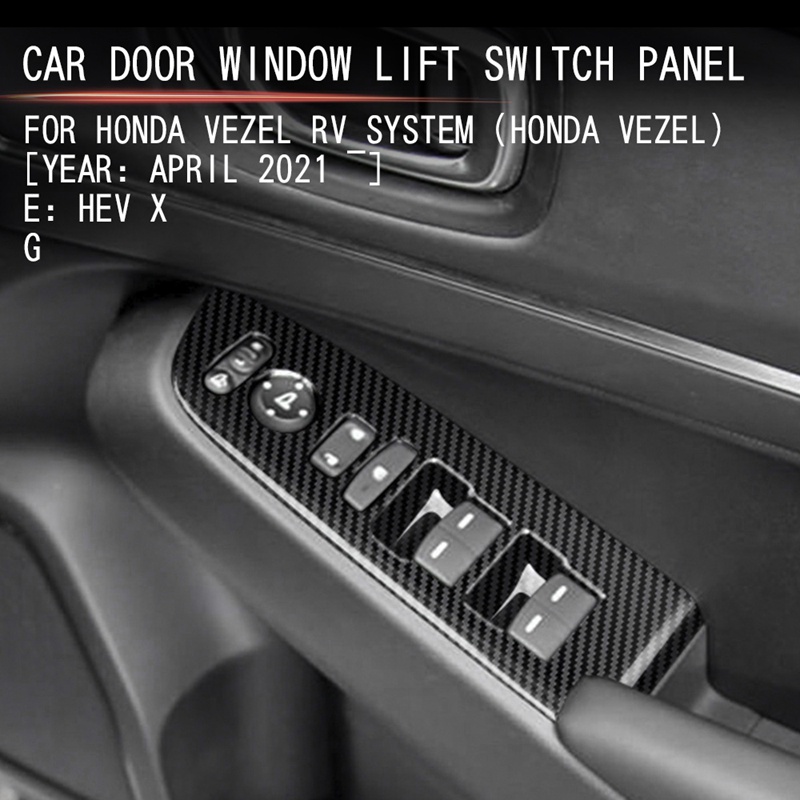 สติกเกอร์คาร์บอนไฟเบอร์-ติดปุ่มสวิตช์หน้าต่าง-ที่พักแขนประตูรถยนต์-สําหรับ-honda-hrv-hr-v-vezel-2021-2022