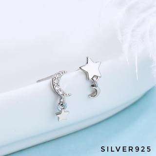 [silver 925] ต่างหูเงินแท้ รูปดาว และรูปพระจันทร์เสี้ยว (ราคาต่อ 1 คู่)