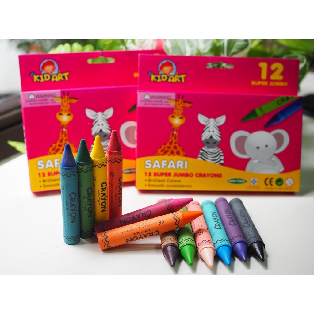 คิดอาร์ท-สีเทียนซุปเปอร์จัมโบ้12สี-ไร้สารอันตราย-คละแบบ-12-super-jumbo-crayons