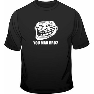 เสื้อยืดผู้ Troll Face Meme You Mad Bro? เสื้อยืด ทรงหลวม พิมพ์ลายเกมเมอร์ Web Geek สําหรับผู้ชาย S-5XL