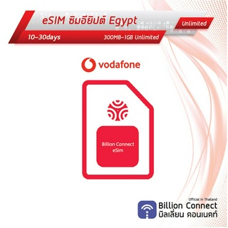 eSIM Egypt Sim Card 1GB Unlimited Daily Vodafone : ซิมอียิปต์ เน็ตไม่อั้น10-30วัน by ซิมต่างประเทศBillion Connect