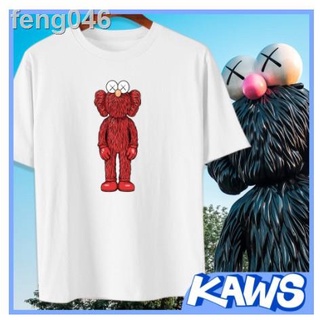 ∈℗เสื้อยืด Kaws Sesame Street แฟชั่นบุคลิกภาพ Cotton Unisex Asian Size