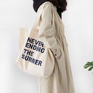 พร้อมส่ง!!!!!!! Never Ending The Summer tote bag ส่งฟรี กระเป๋าผ้าทรง over-size ใส่ได้ทุกสิ่งอย่าง shopping bag