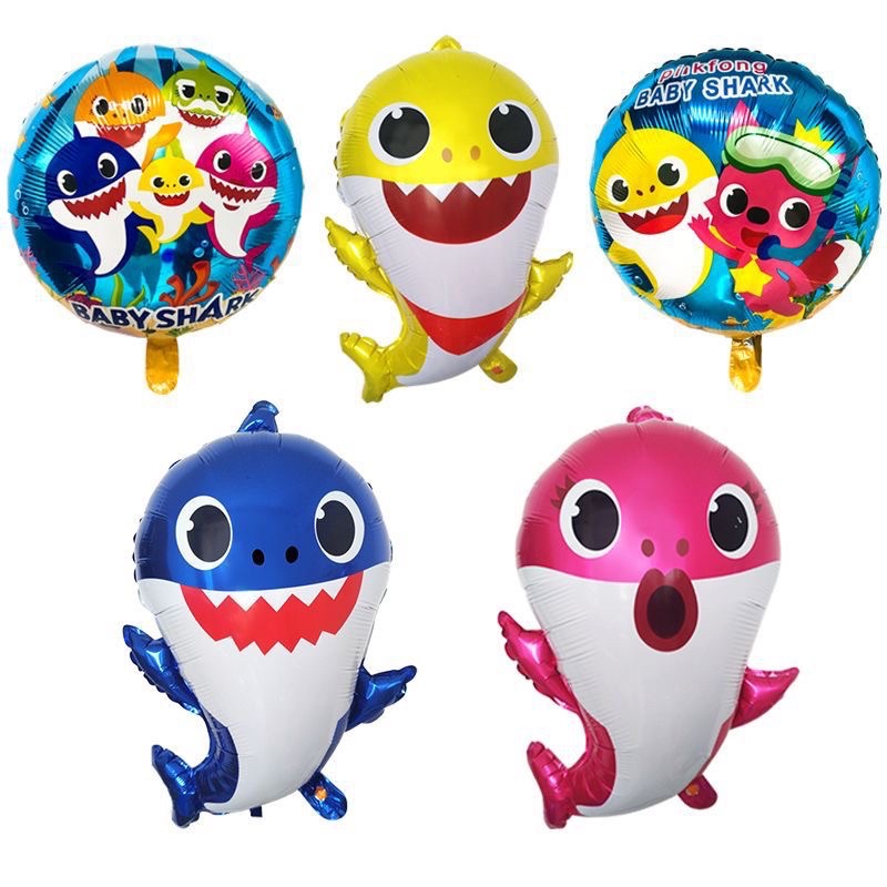 ลูกโป่งปลาฉลาม-ลูกโป่งเบบี้ชาร์ค-baby-shark-balloons-1set-9ใบ