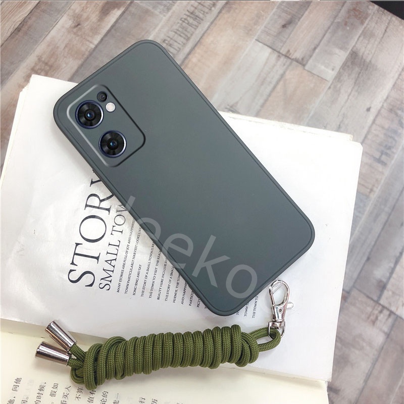 พร้อมส่ง-เคสโทรศัพท์มือถือ-oppo-a57-a76-a77-a96-4g-5g-2022-new-phone-cell-case-skin-feel-silicone-soft-handphone-casing-with-neck-strap-rope-solid-color-simple-back-cover-oppoa57-oppoa77