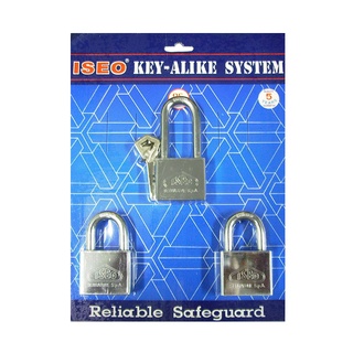 Chaixing Home อุปกรณ์ล็อก แม่กุญแจ กุญแจคีย์อะไลค์ลูกปืนคล้องคอสั้นเหล็ก ISON (แพ็ค 3 ชิ้น)