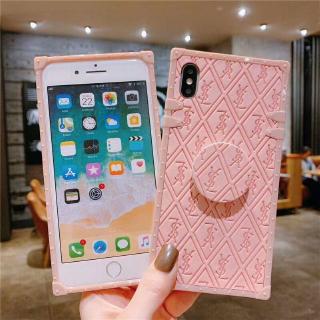 Samsung Galaxy A22 S22 A13 A03S F22 M32 F52 A32 A72 A52 A42 A12 M01 A21 A31 A11 J4 J6 plus Fashion brand square pink phone case with stand