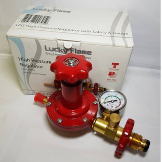 สินค้า Lucky flame หัวปรับแก๊สแรงดันสูง แบบปลอดภัย มีมาตรวัดความดัน รุ่น L-322SGLucky