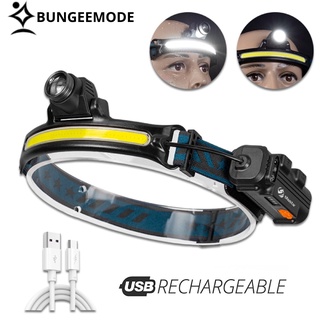 สินค้า ไฟฉายคาดหัว LED Mini Headlamp ไฟฉายคาดหัวแรงสูง แบตเตอรี่ทนทาน Motion Sensor 6 Modes XPG+COB Headlight Rechargeable