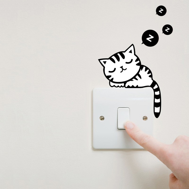 10pcs-สติกเกอร์ติดผนังลายการ์ตูนแมวสำหรับตกแต่งบ้าน
