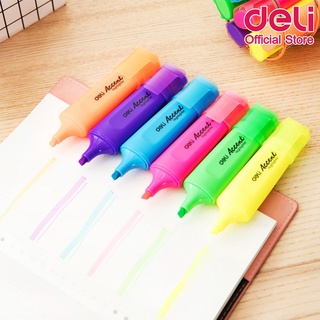 Deli S621 Highlighter ปากกาไฮไลท์ หัวตัด 1-5mm (แพ็คกล่อง 10 แท่ง) มี 6 สีให้เลือก ปากกาเน้นข้อความ เครื่องเขียน ไฮไลท์