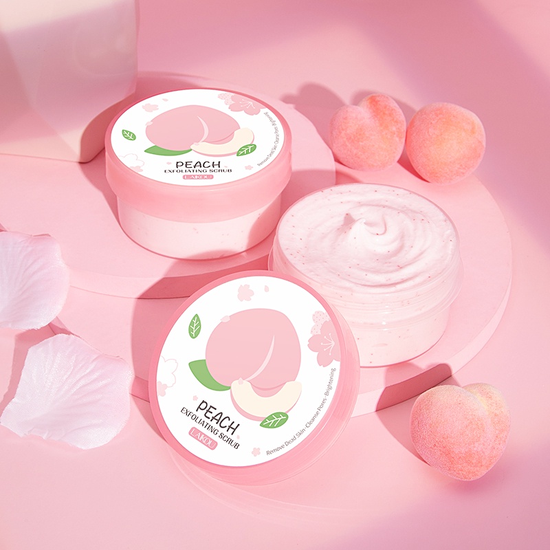 laikou-peach-fragrance-refreshing-body-scrub-oil-control-exfoliating-90g