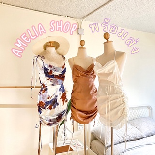ภาพขนาดย่อของภาพหน้าปกสินค้าโปรพร้อมส่ง 28 สี เดรสคอถ่วงรูดข้าง2ข้าง จากร้าน amelia_shop1 บน Shopee ภาพที่ 1