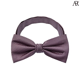 ANGELINO RUFOLO Bow Tie ผ้าไหมทออิตาลี่คุณภาพเยี่ยม โบว์หูกระต่ายผู้ชาย ดีไซน์ Stripe สีชมพู/ส้ม/ครีม/ทอง