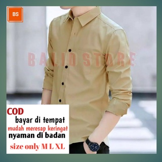 เสื้อเชิ้ตแขนยาว สีครีม สีอาร์มี่ สีขาว สีดํา สีน้ําตาลอ่อน สีกาแฟ นม สําหรับผู้ชาย