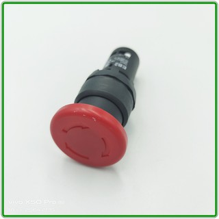 MODEL:EB2F-11ZS PUSH BUTTON SWITCH 22MM.สวิตซ์หัวเห็ดกดล็อคแบบต่อตรง 22มิล 1A1B RED