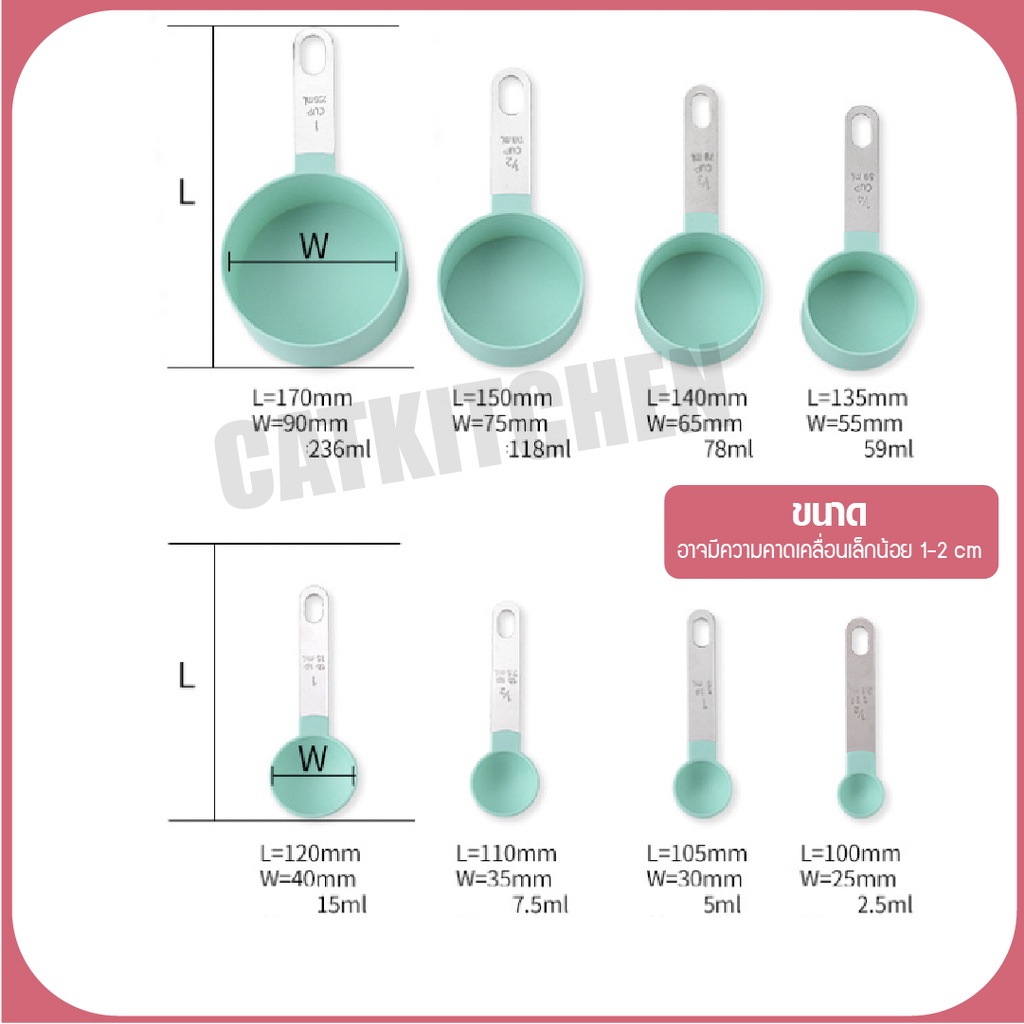 ภาพสินค้า️ส่งฟรี ️ ถ้วยตวง ช้อนตวง ช้อนตวงถ้วยตวง 4 ชิ้น 2แบบ ช้อนตวงหน่วยช้อนโต๊ะ ด้ามจับสแตนเลสแท้ Cat Kitchen จากร้าน cat.kitchen บน Shopee ภาพที่ 5