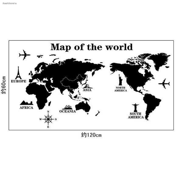 สติกเกอร์ติดผนัง-สติกเกอร์แผนที่โลก-pvc-สำหรับตกแต่ง-ueb2