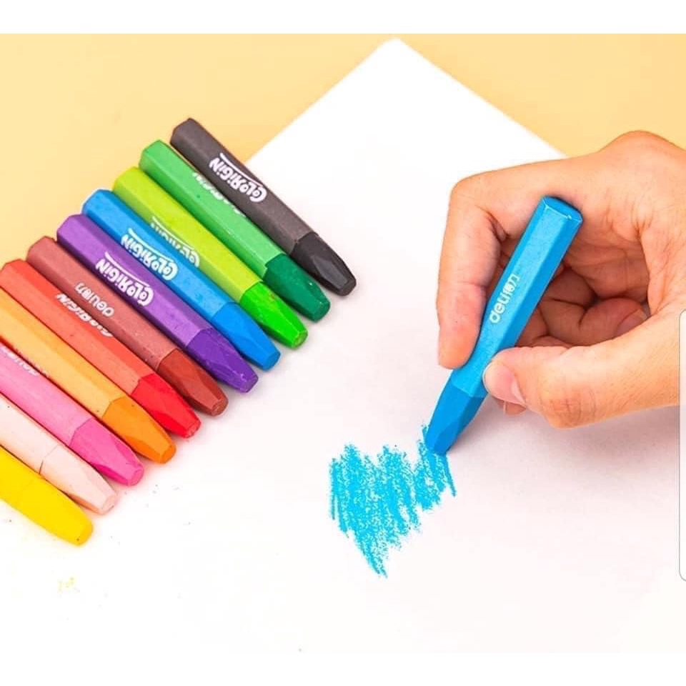 สีเทียนน้ำมันdeli36สี-ชวนเด็กมาระบายสีกันคะ-สีเทียนน้ำมัน-oil-paster-สามารถเอาพู่กันมาระบายกลายเป็นสีน้ำได้ด้วยคะ
