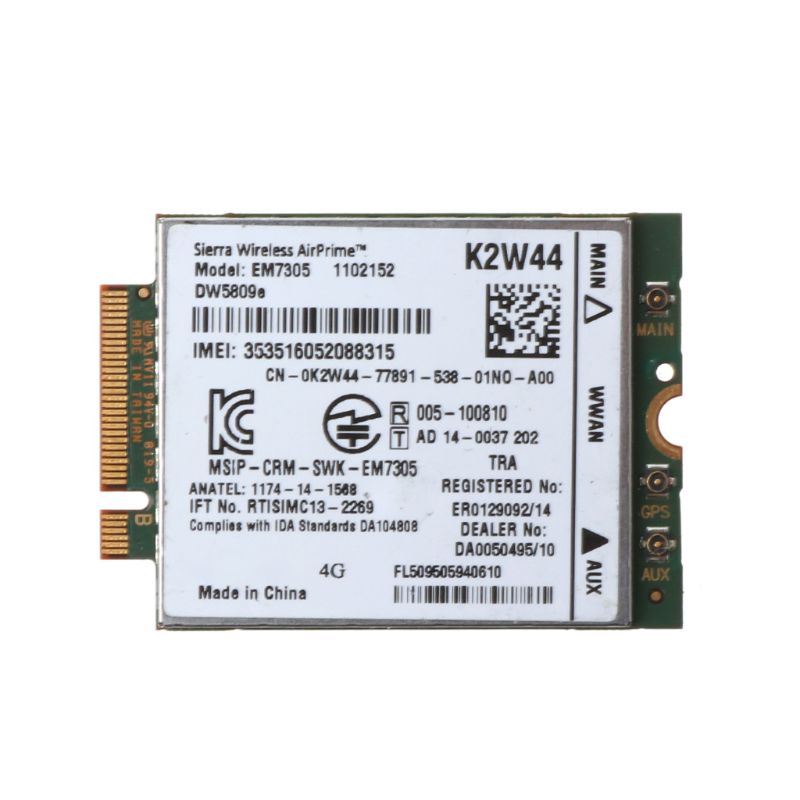 Yml3 การ์ดอะแดปเตอร์ EM7305 DW5809E K2W44 WWAN 4G โมดูลสําหรับ Dell ...