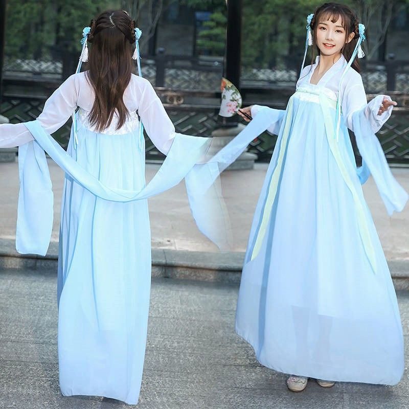 hot-sale-hanfu-นักเรียนหญิงเต็มหน้าอกกระโปรงเครื่องแต่งกายสไตล์จีนกระโปรงนางฟ้ายาว-xiahan-องค์ประกอบบริการคลาสกระโปรง
