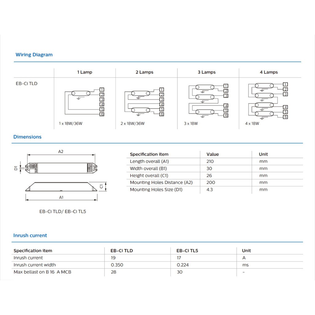 philips-บัลลาสต์-อิเล็คทรอนิกส์-สำหรับ-หลอดนีออน-t8-18-36w-รุ่น-eb-ci-220-240v-50-60hz