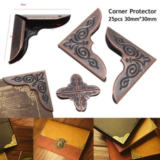 bestprice1920 25x Bronze Tone Metal Book Corner Protector ตัวป้องกันมุมหนังสือ