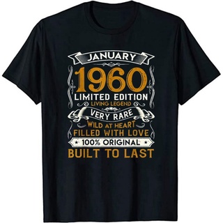 เสือยืดผู้ชาย - มกราคม1960เสื้อเชิ้ตอายุ60ปีของขวัญวันเกิดครบรอบ60ปีเสื้อยืดวันเกิดครบรอบ60ปีแขนสั้