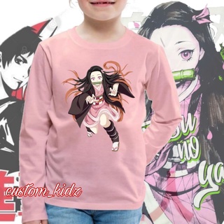 เสื้อยืดแขนยาว พิมพ์ลาย Nezuko demon slayer สําหรับเด็ก