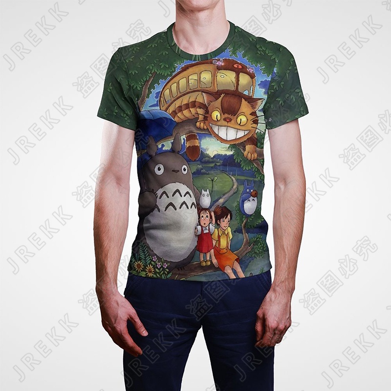 เสื้อยืดแขนสั้นลําลอง-พิมพ์ลายการ์ตูนอนิเมะ-studio-ghibli-totoro-3-มิติ-แฟชั่นฤดูร้อน-สําหรับผู้ชาย-และผู้หญิง-2023