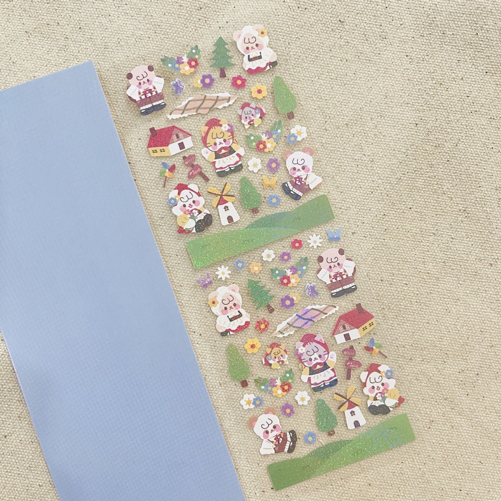 galicici-stickers-เกาหลีใต้อินสติกเกอร์-การ์ตูนหมีโฮโลแกรมสติกเกอร์-สติกเกอร์ตกแต่ง-วัสดุdiy
