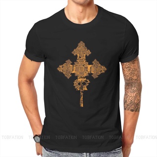 เสื้อยืดผ้าฝ้ายเสื้อยืด คอกลม พิมพ์ลายไม้กางเขน Ethiopian Orthodox สไตล์สตรีท แฟชั่นสําหรับผู้ชายL XL  XXL 3XL