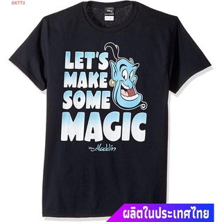 เสื้อยืดกีฬา Disney Mens Aladdin Genie Lets Make Some Magic Graphic T-Shirt Mens Womens T-shirtsbG6