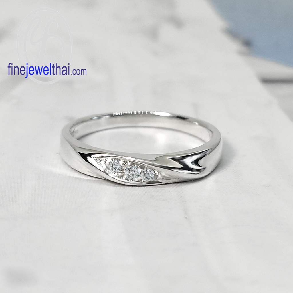 finejewelthai-แหวน-แหวนเพชร-เพชรสังเคราะห์-แหวนเงินแท้-diamond-cz-silver-wedding-ring-r1206cz-3p