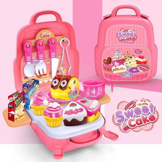 Cooking Backpack Series ชุดกระเป๋าทำเค้กของเล่นเด็ก กระเป๋าแม่ครัวตัวน้อย เซตมี22 ชิ้น พร้อมส่ง