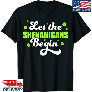 เสื้อยืดสีขาว - วันเซนต์แพทริกส์ให้ Shenanigans เริ่มต้น Shamrock โคลเวอร์ผ้าฝ้ายเสื้อยืดสําหรับผู้