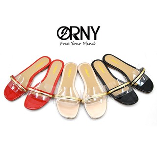 ORNY(ออร์นี่) รองเท้าแตะแบบสวม สายใส คาดทอง OY12