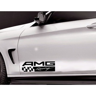 สติกเกอร์ไวนิล ลายตราสัญลักษณ์ AMG สําหรับติดตกแต่งหน้าต่างรถยนต์ รถบรรทุก 2 ชิ้น