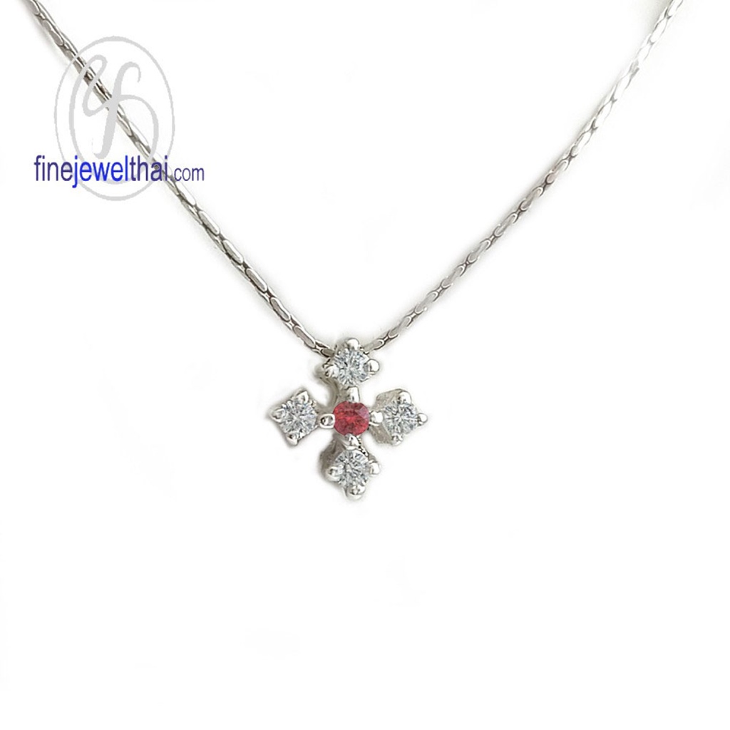 finejewelthai-จี้ทับทิม-ทับทิม-จี้เพชรczจี้พลอย-พลอยประจำเดือนเกิด-ruby-silver-pendant-birthstone-p1049rb00