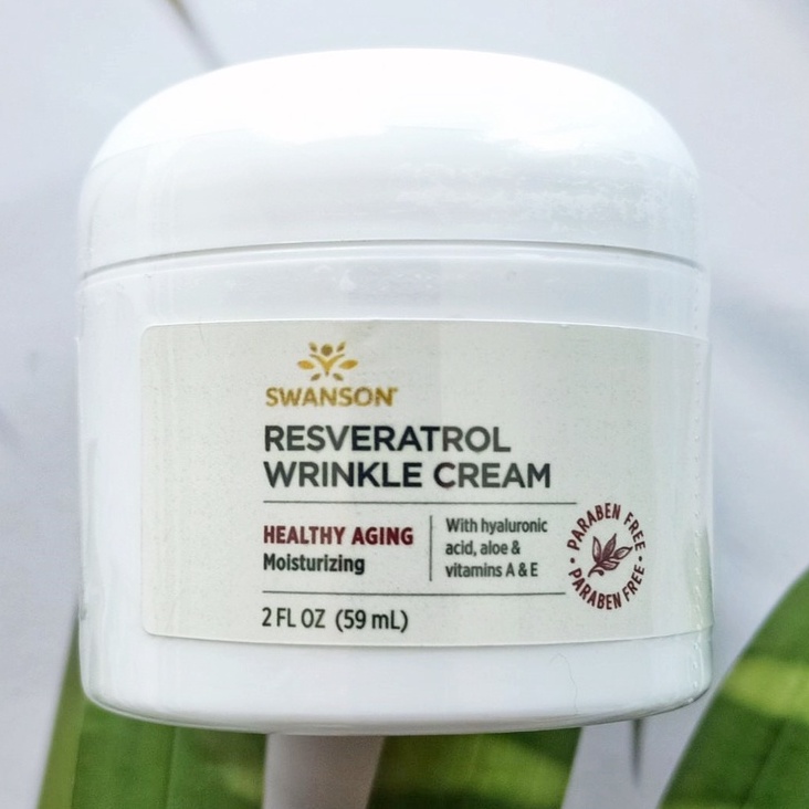 ครีมลดริ้วรอย Resveratrol Wrinkle Cream with Hyaluronic Acid 59 mL (Swanson®) กรดไฮยาลูโรนิก