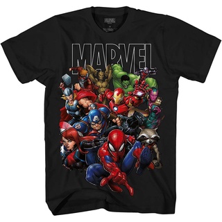 เสื้อยืดผ้าฝ้ายเสื้อยืดผู้ชายแฟชั่น Marvel Avengers Guardians Of The Galaxy Team Up All Time Mens Adult Graphic Tee T-S