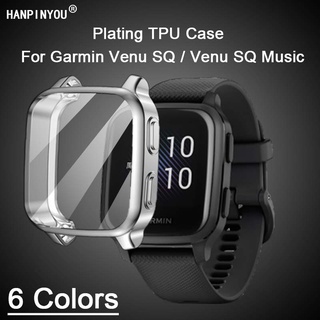 สินค้า Full Cover Colorful Soft Silicone TPU Plating Watch Case For Garmin Venu SQ / Music Bracelet SmartWatch Protective Bumper Screen Protector Shell