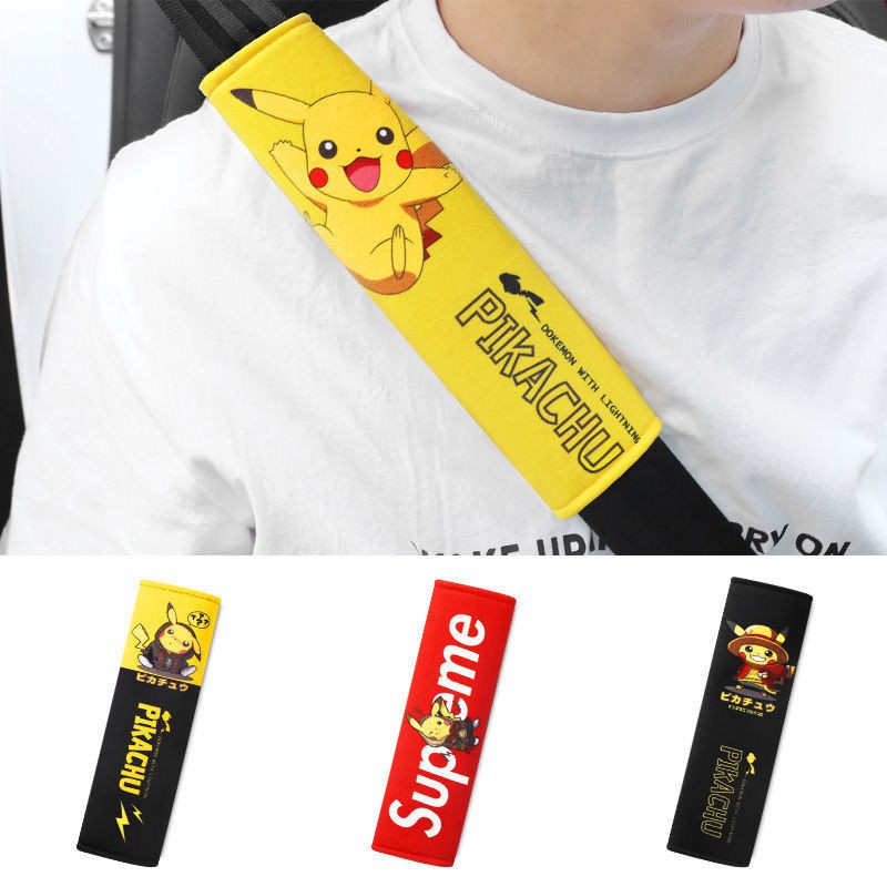 icarfans-tide-ยี่ห้อ-pikachu-เข็มขัดนิรภัยในรถไหล่ยามการ์ตูนเด็กเข็มขัดนิรภัยผ้าคลุมรถอุปกรณ์สากล